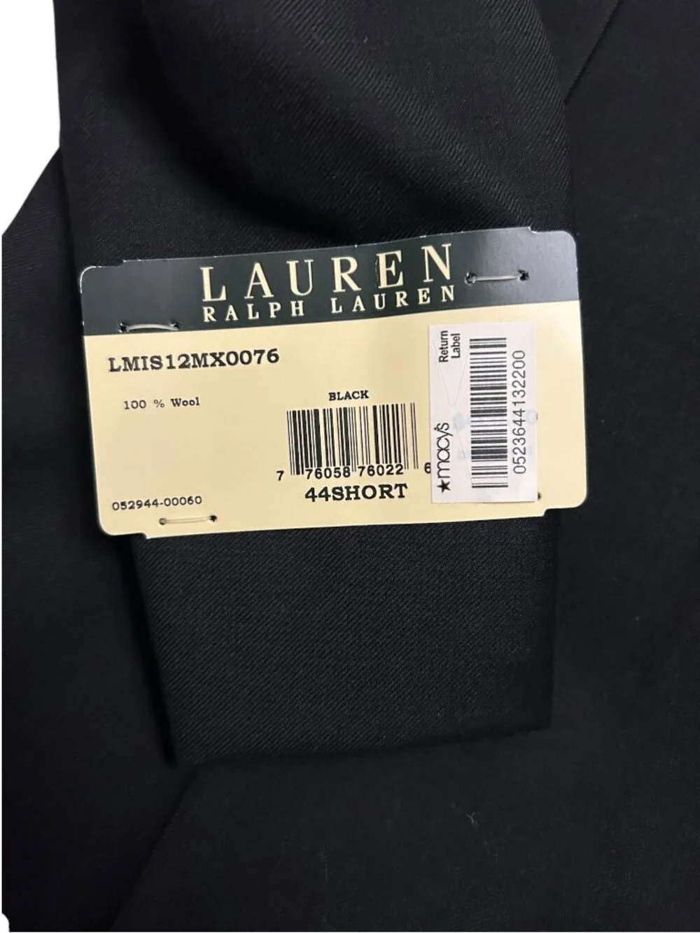 Lauren Ralph Lauren Men's Size 44S Black 100% Wool Ultraflex Blazer Jacket NWT